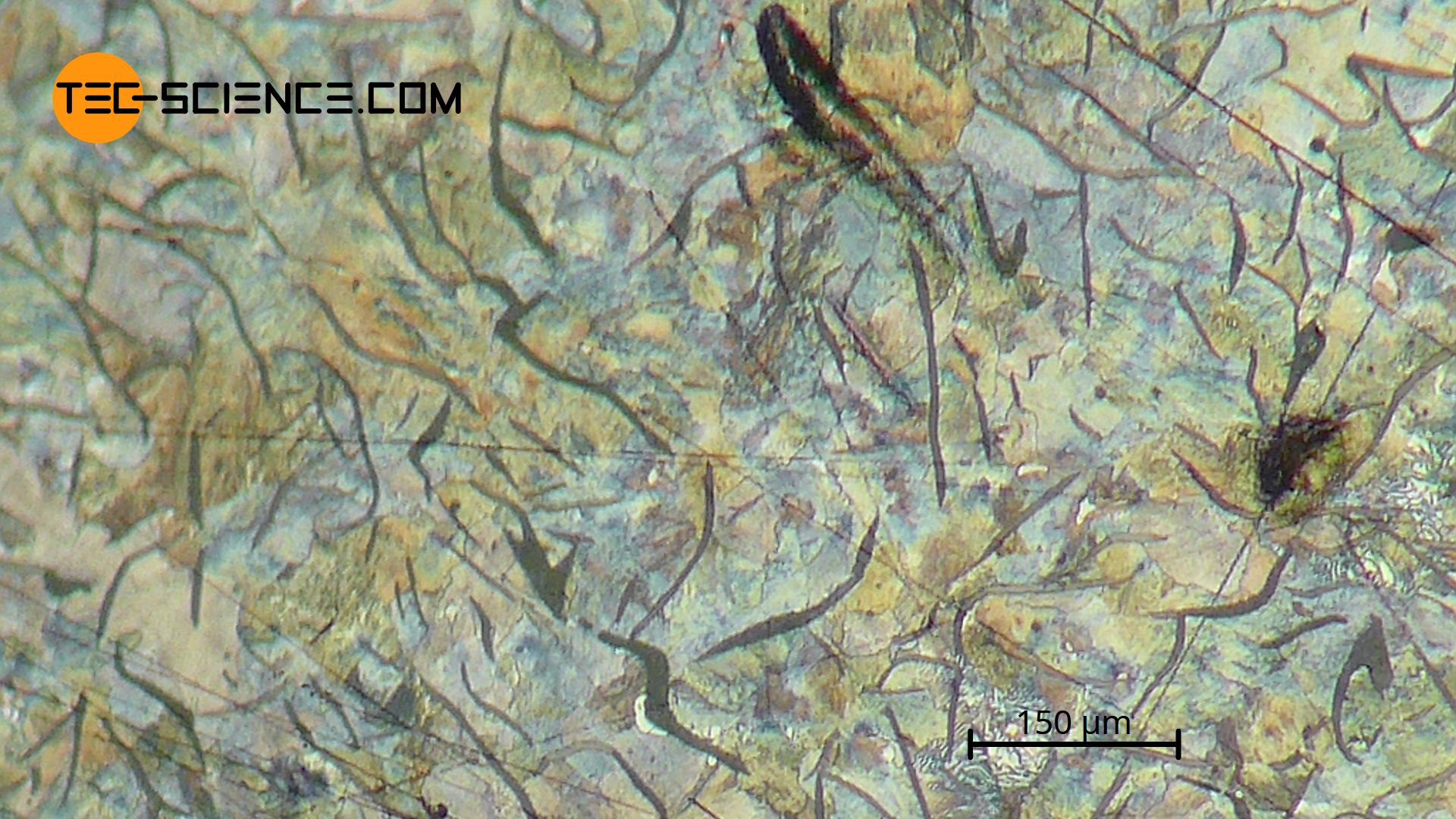 Microstructure of lamellar graphite cast iron (grey cast iron)