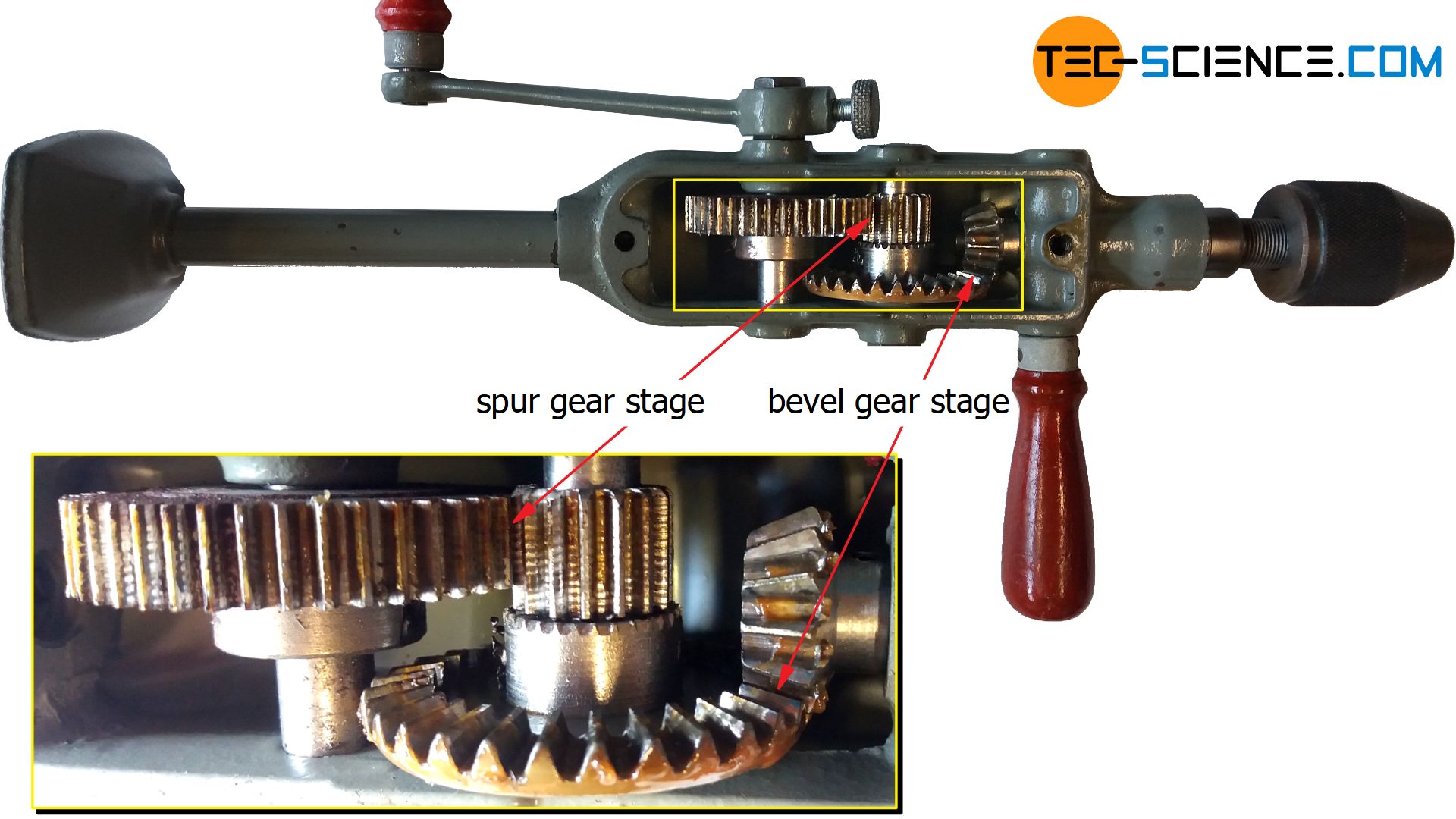 Bevel gear stage of a hand drill