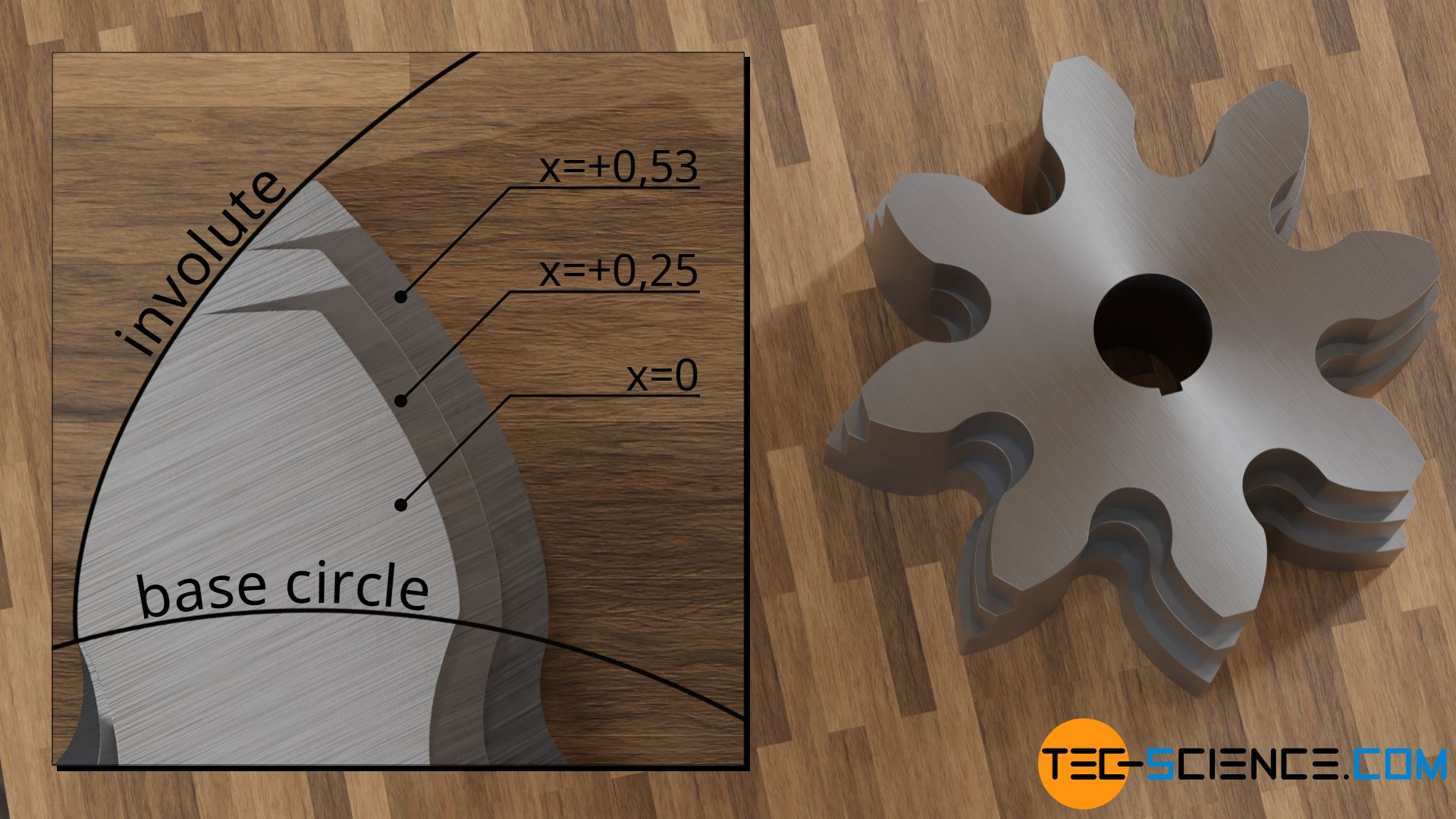 Comparison of tooth flanks of profile-shifted gears