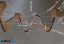 Meshing of a gear with a rack