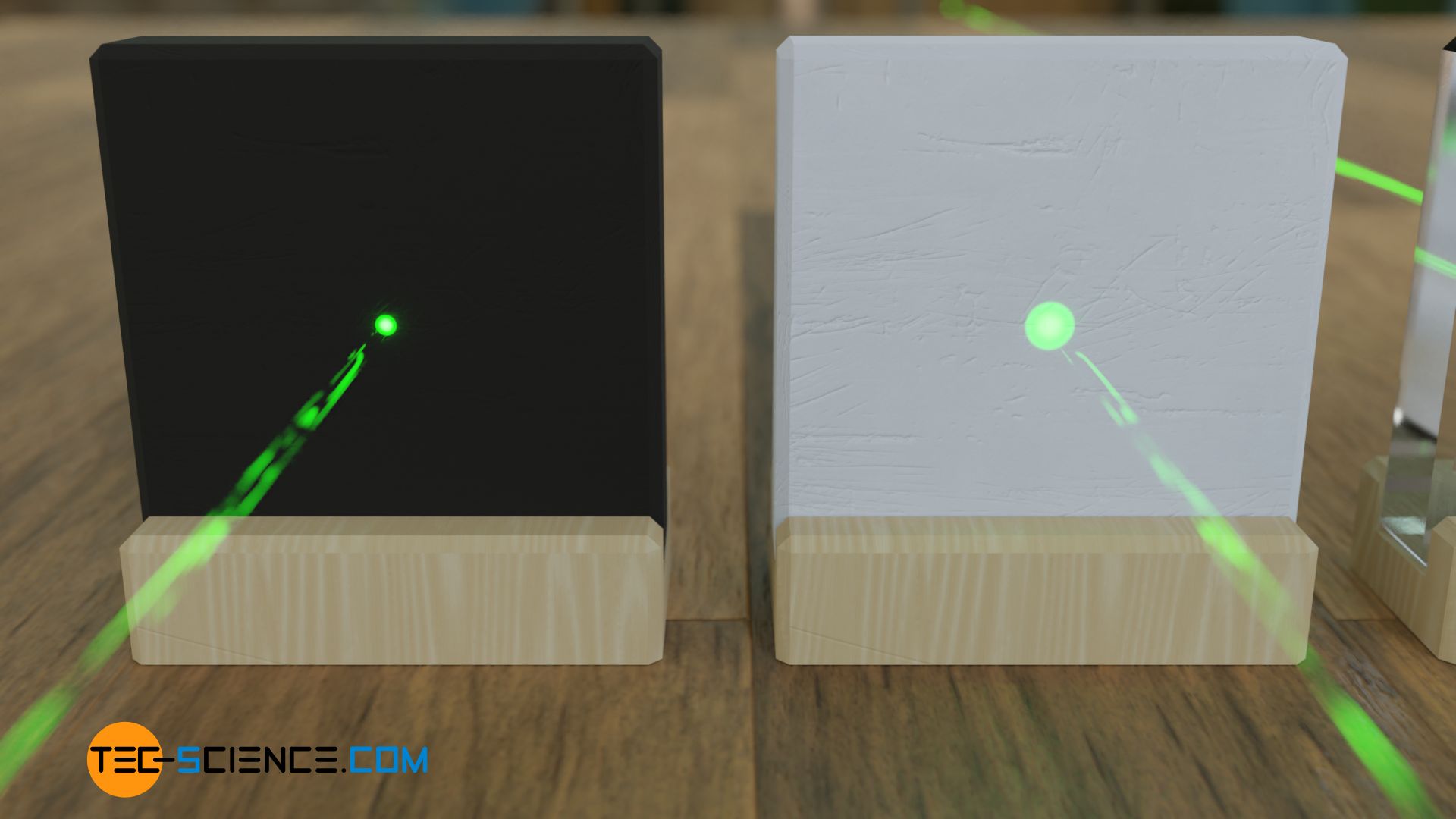 Absorption of light on a black and white surface