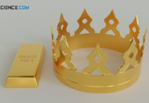 Goldbarren und Krone