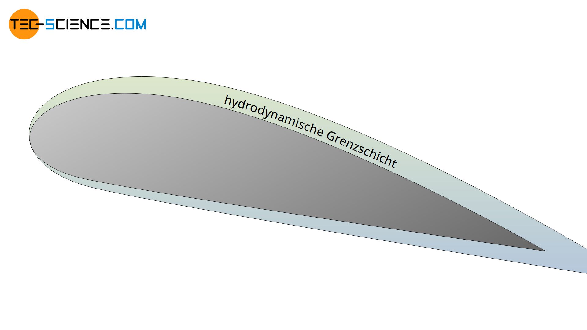 Hydrodynamische Grenzschicht um das Profil einer Tragfläche