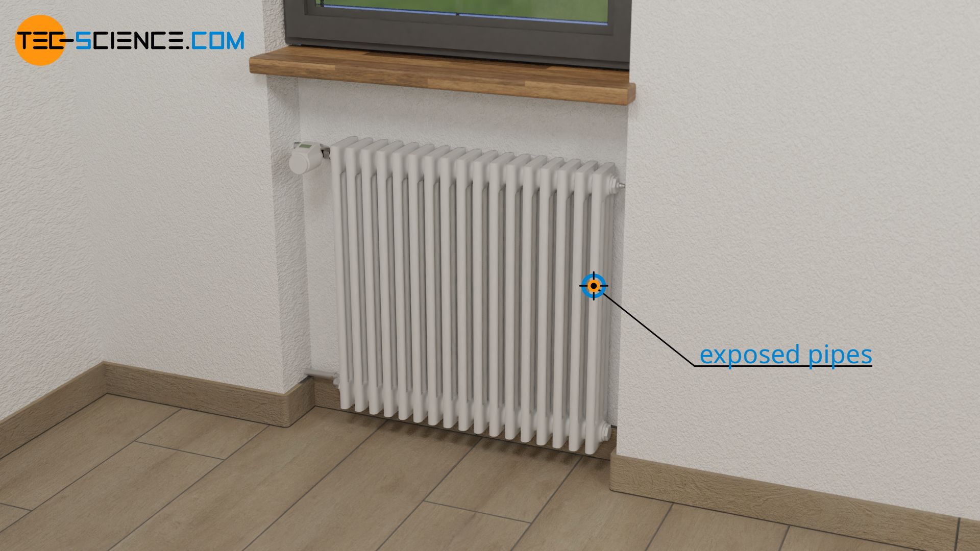 Cylindrical heating pipes of a radiator