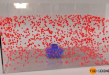 Illustration of Brownian particle motion with balls