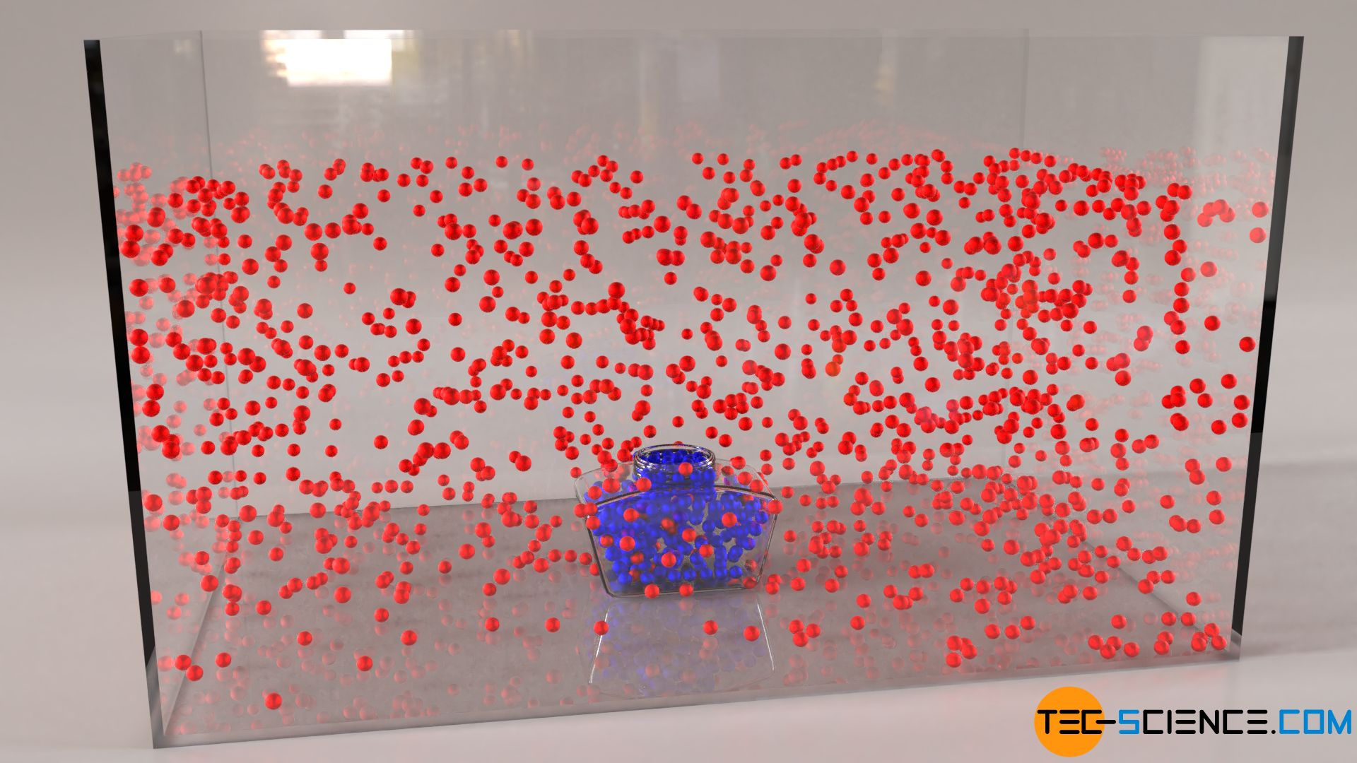 Illustration of Brownian particle motion with balls