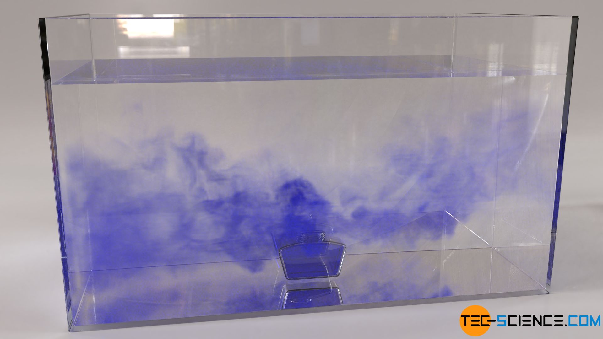 Glass of ink in water to demonstrate Brownian particle motion
