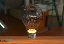 Visible radiation of a light bulb