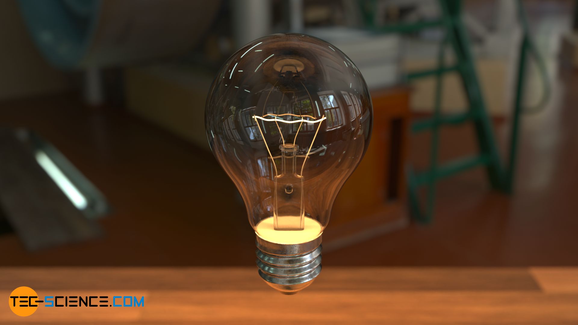 Visible radiation of a light bulb