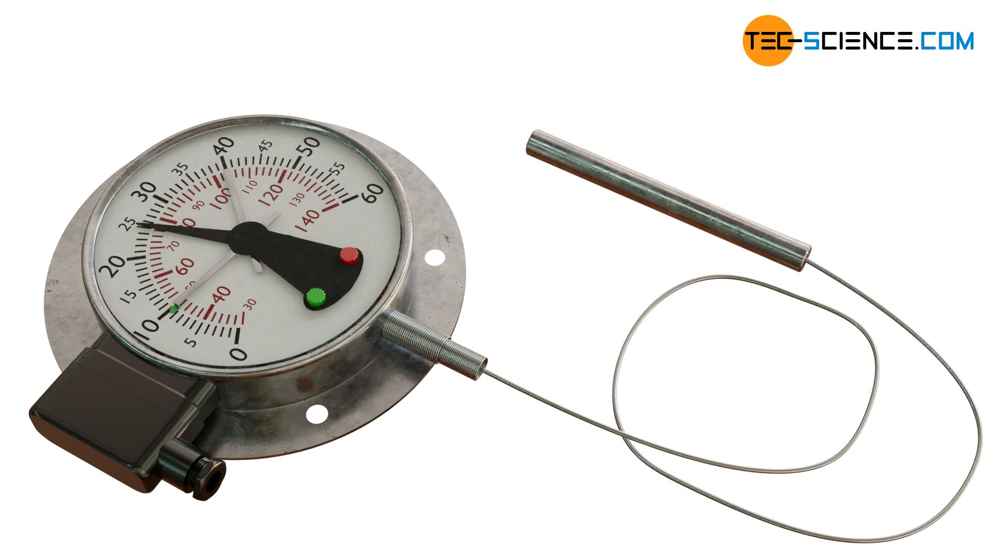 Liquid filled thermometer with switch contact