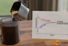 Mixing temperature when pouring cold milk into a cup of hot coffee